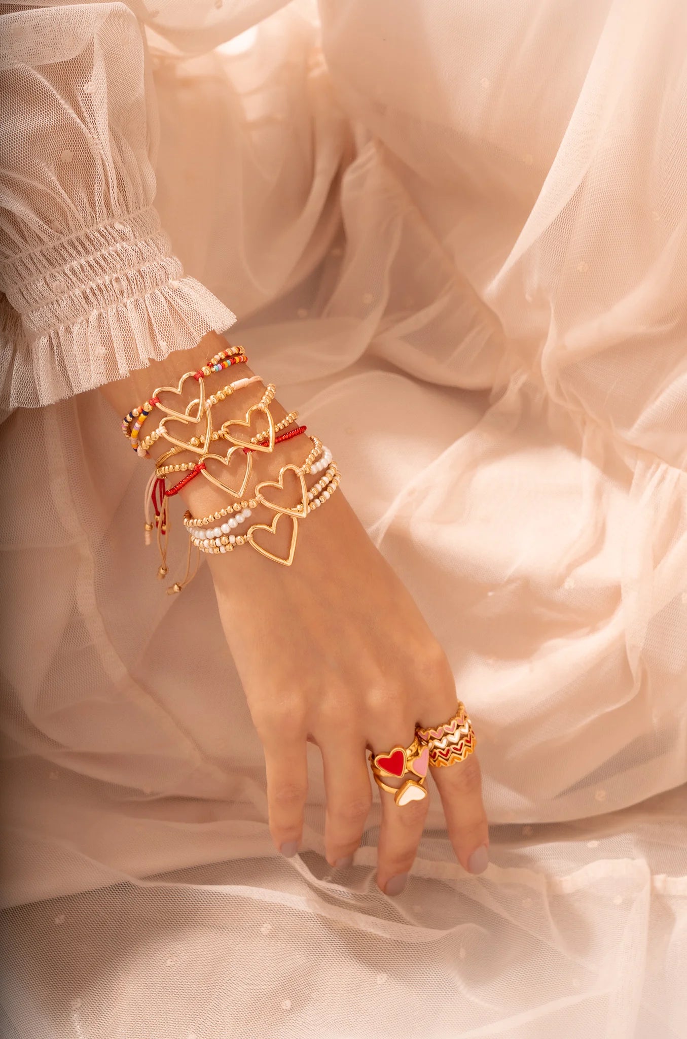 Heart Bracelet Set x3 + Earrings