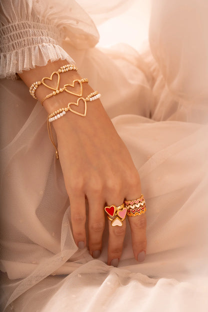 Heart Bracelet Set x3 + Earrings