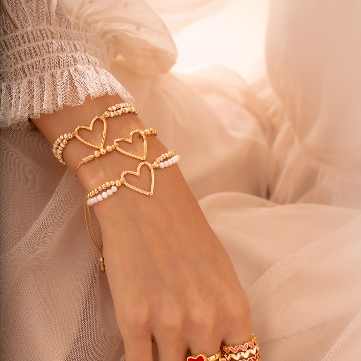 Heart Bracelet Set x3 + Earrings