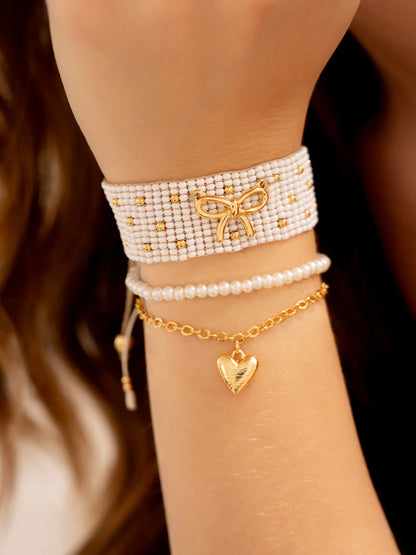 Woven Bow Bracelet Set x3 + Earrings