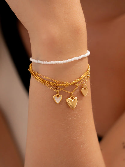 Heart Bracelet + Earrings Set