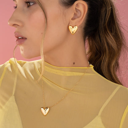 Heart Necklace + Earrings Set