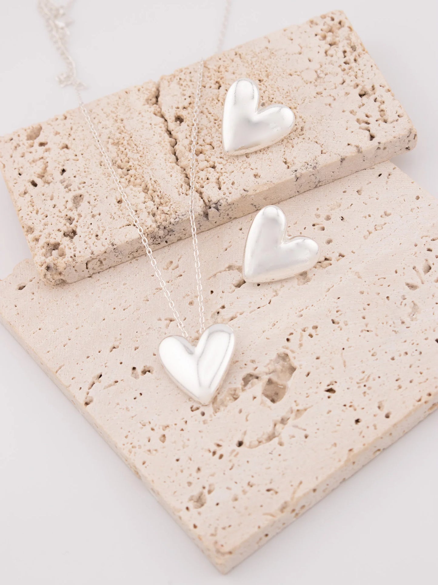 Heart Necklace + Earrings Set