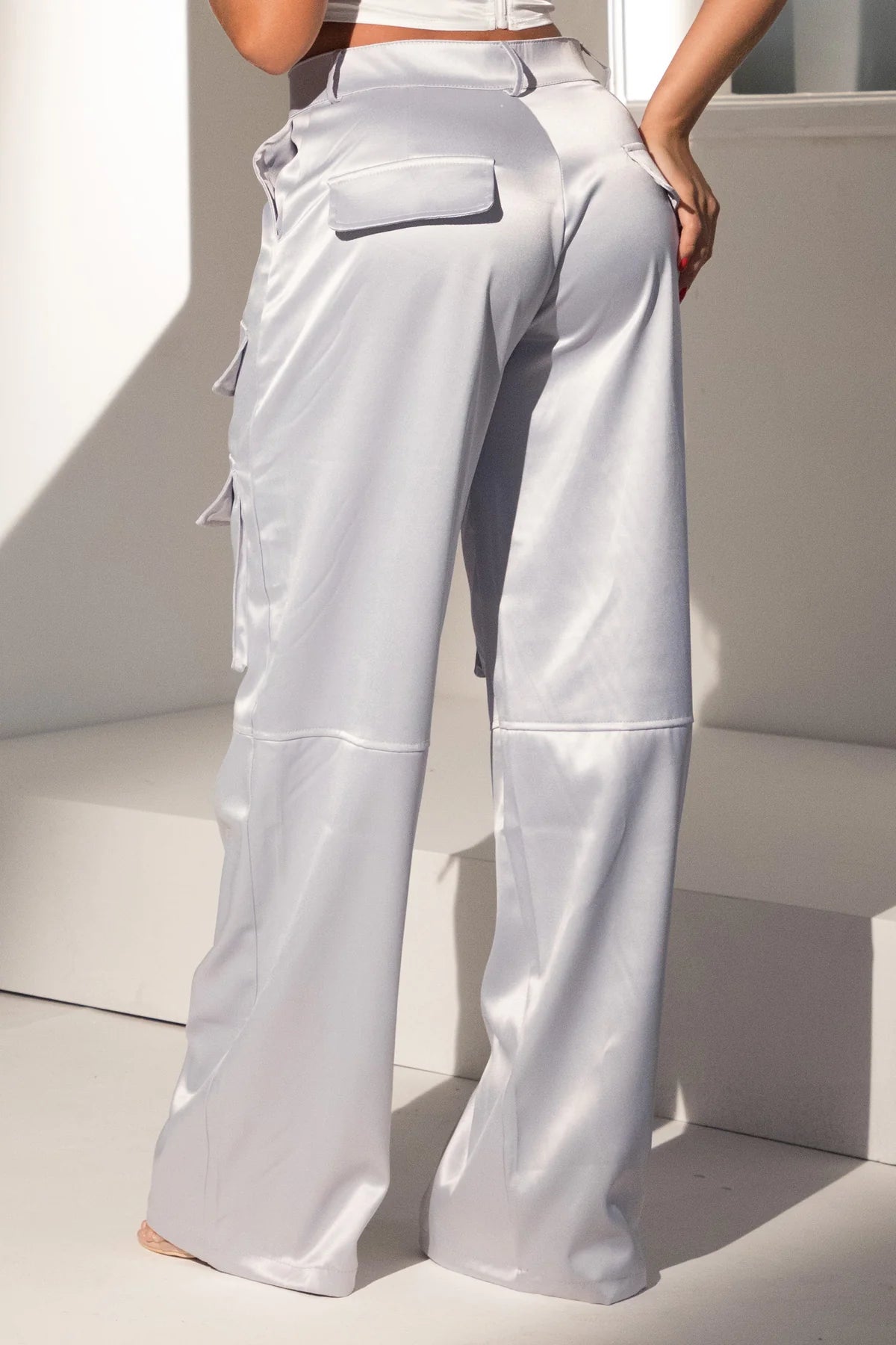 Satin Cargo Pants
