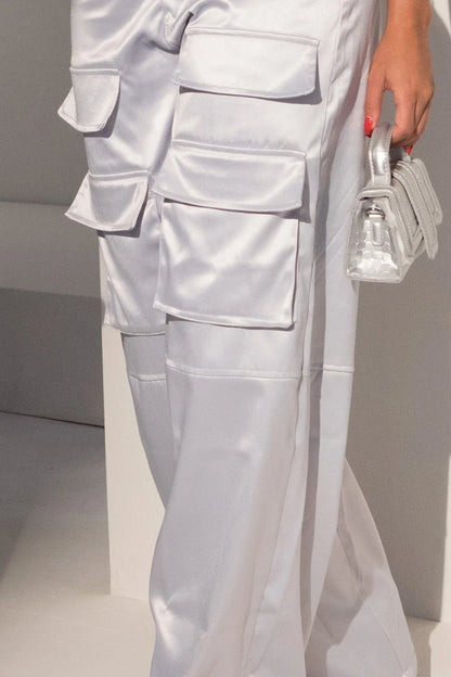 Satin Cargo Pants